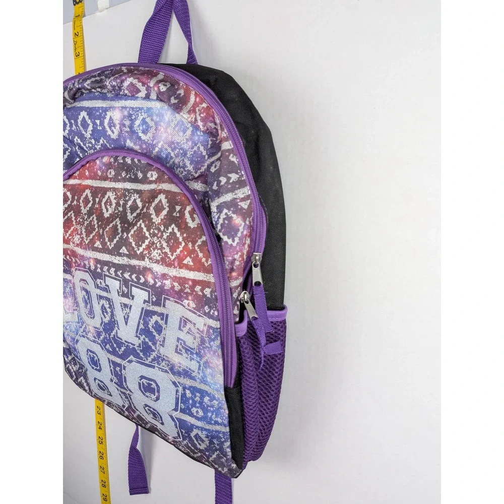 Kids Love 88 Galaxy Print Backpack Purple Geometric Tribal School Bag
